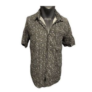 Jacks Surfboards Men’s Gray White Floral Short Sleeve Button Down Shirt Xl